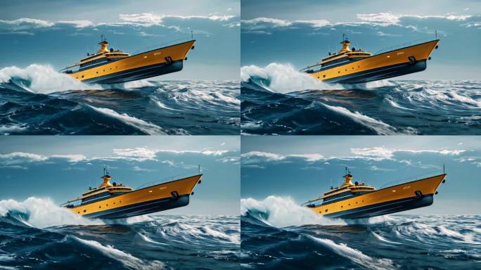 动画船船只乘风破浪视频背景大气片头