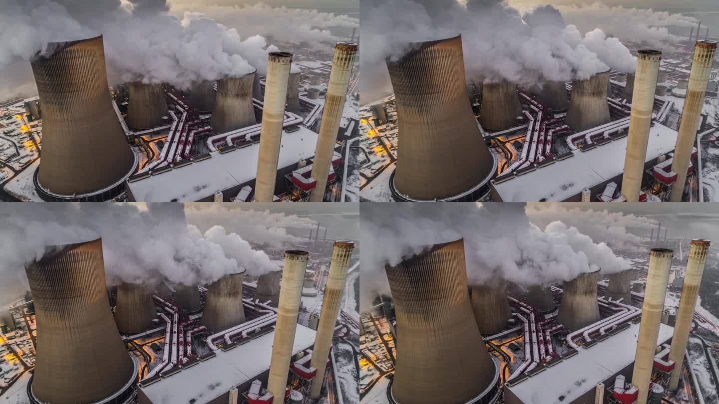 燃煤发电站的天线宣传片实拍视频素材