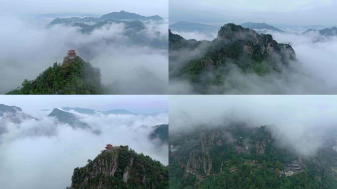 温州平阳 南雁荡山仙姑洞风景 云雾 航拍