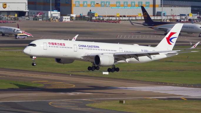 东航A350客机 超稳定丝滑降落素材