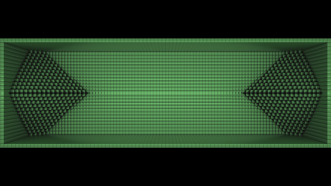 【裸眼3D】绿色幻想立体曲线方块概念空间