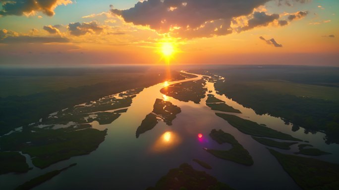 河流夕阳 黄河 河水 夕阳