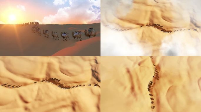 丝绸之路4K 一带一路沙漠骆驼视频素材