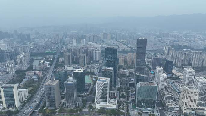 福州台江区CBD航拍江滨中大道建筑风光