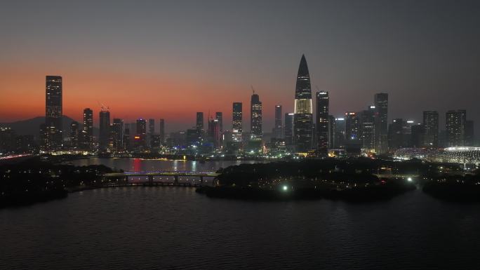 深圳南山区深圳湾后海夜景延时航拍