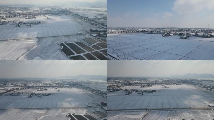 乡村雪景航拍4K