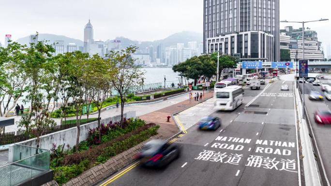 4K延时拍摄香港商业区高层建筑。