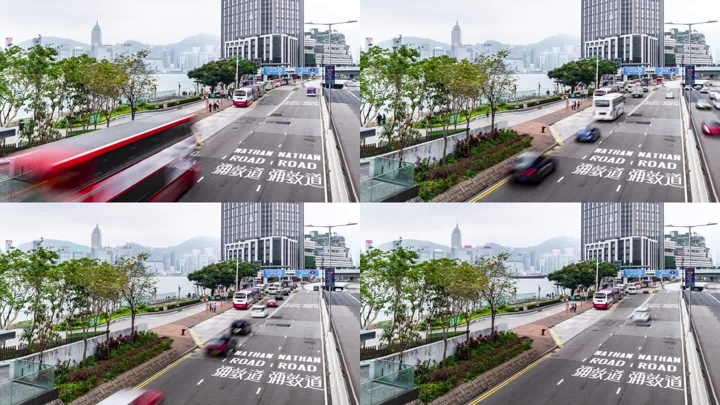 4K延时拍摄香港商业区高层建筑。