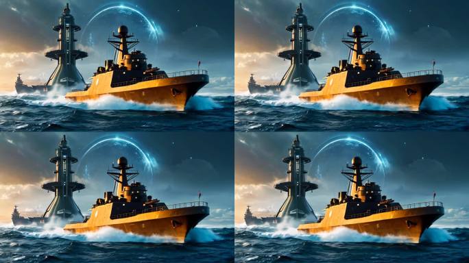 动画船船只乘风破浪视频背景大气片头