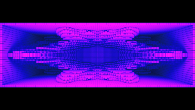 【裸眼3D】蓝紫色调赛博矩阵方块迷幻空间