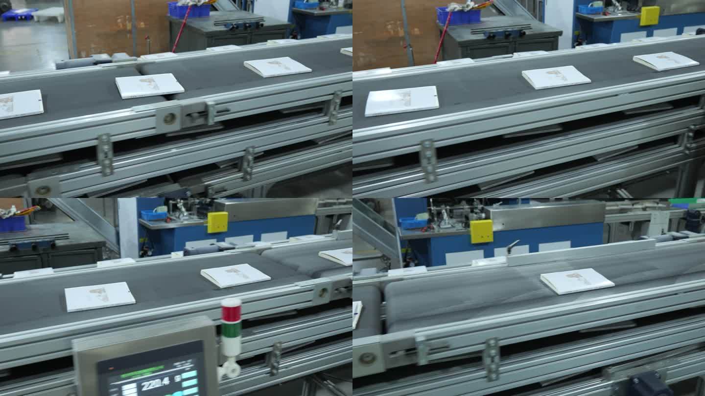 印刷厂里图书装订运送机械流水线3