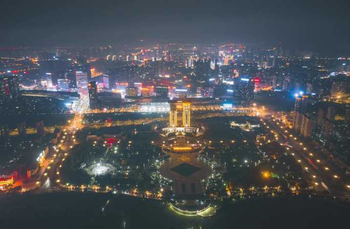 铜陵市政府北斗星城高空夜景全景