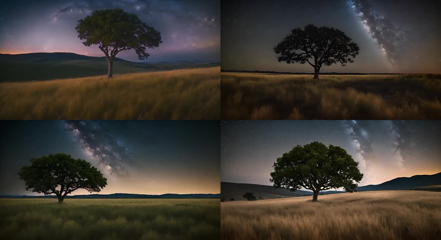 繁星草原上的孤树 星空下：孤树与夜晚的诗