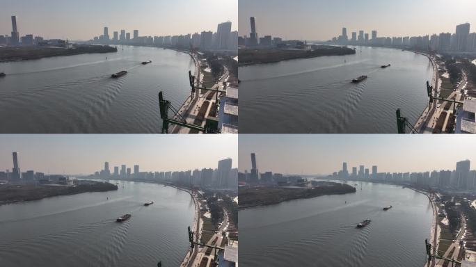 上海黄浦江两岸江面轮船城市建筑实拍原素材