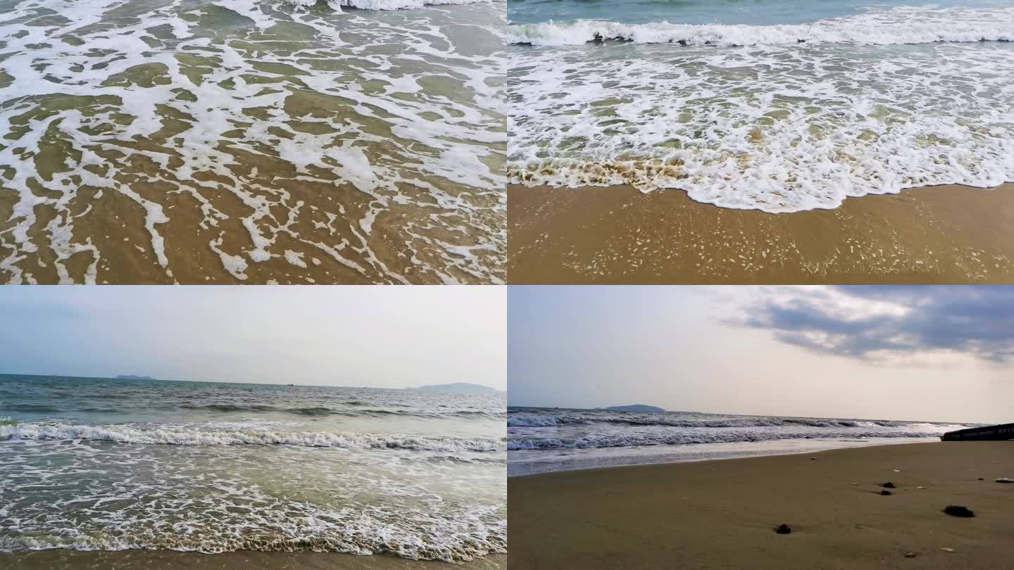 海南三亚海浪和沙滩风光