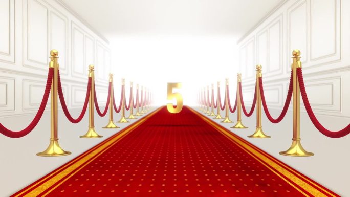 3D动画红毯开幕豪华与数字五