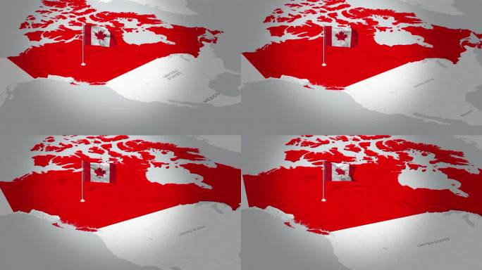 团结的象征:加拿大国旗在地图上高高飘扬