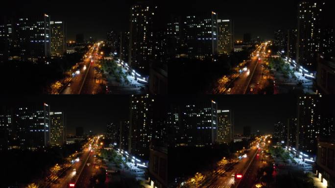 城市马路行驶的车辆车流夜景4