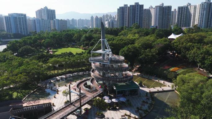 香港大埔海滨公园的螺旋瞭望塔