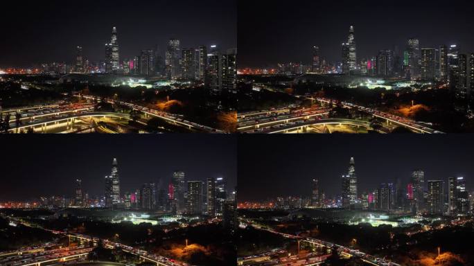 深圳南山区后海滨海大道夜景延时航拍