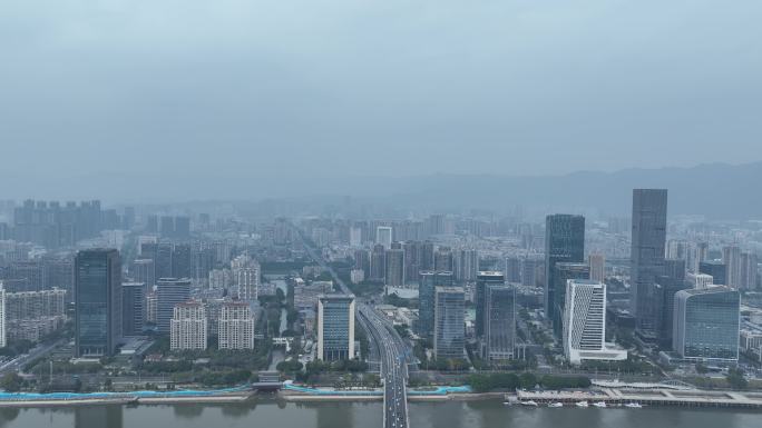 福州台江区CBD航拍江滨中大道建筑风光