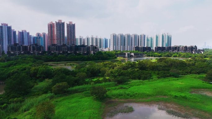 无人机拍摄的香港天水围房屋