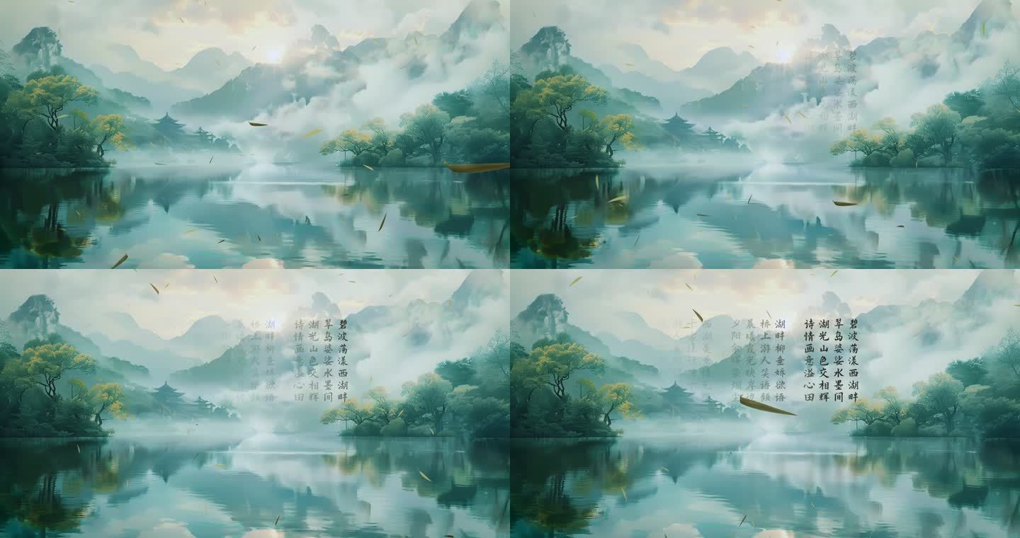国风山水画落叶04（ae模版）中国风背景