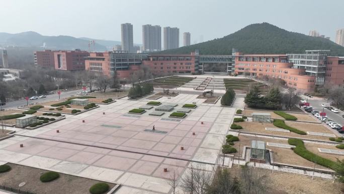 山东建筑大学校门口航拍高清素材