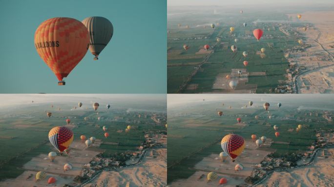 埃及热气球卢克索上空风景