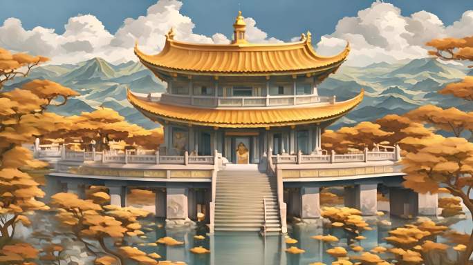 中式建筑背景视频素材寺庙庙宇