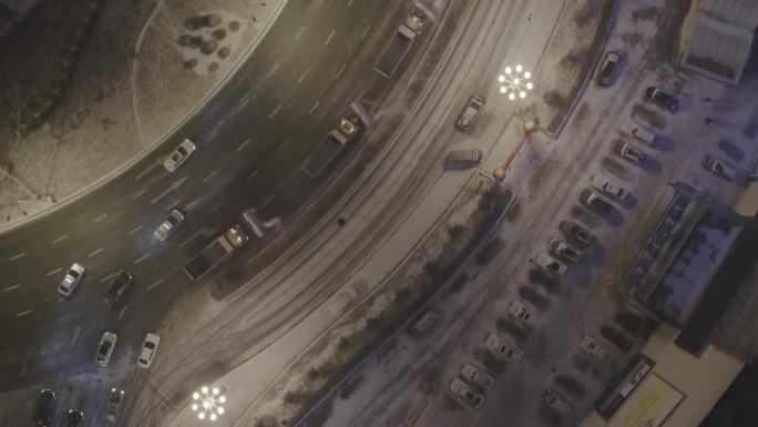 吉林长春卫星广场下雪扫雪车Dlog素材