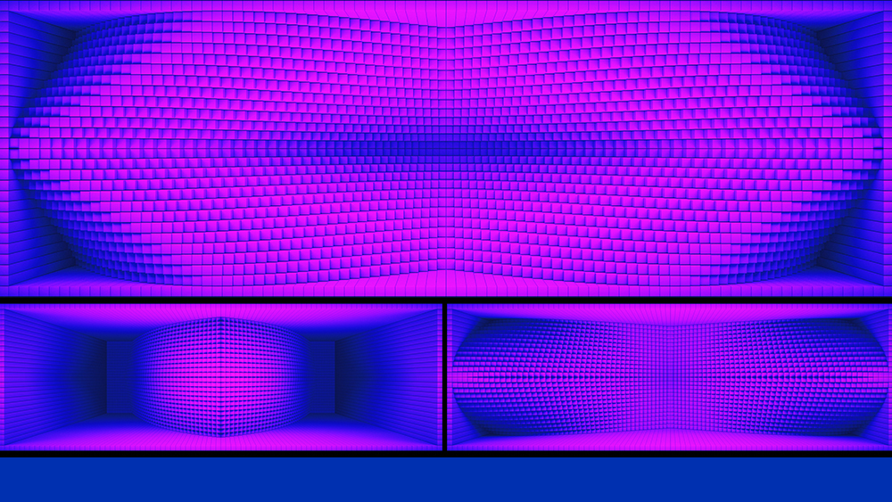【裸眼3D】蓝紫色调赛博矩阵方块抽象空间