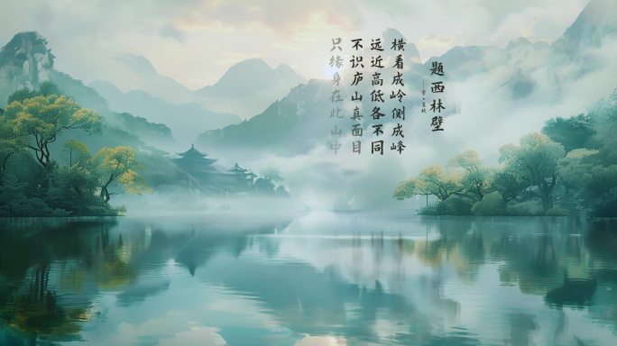 4款国风山水画（ae模版）西湖 水墨文字
