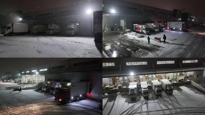 雪天冷链车 雪天仓库 仓库 普洛斯 雪景