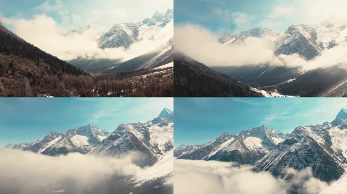 山雪山山峰山脉意境风景云海高原上升