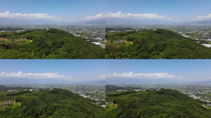 无人机拍摄的日本山梨县神府盆地