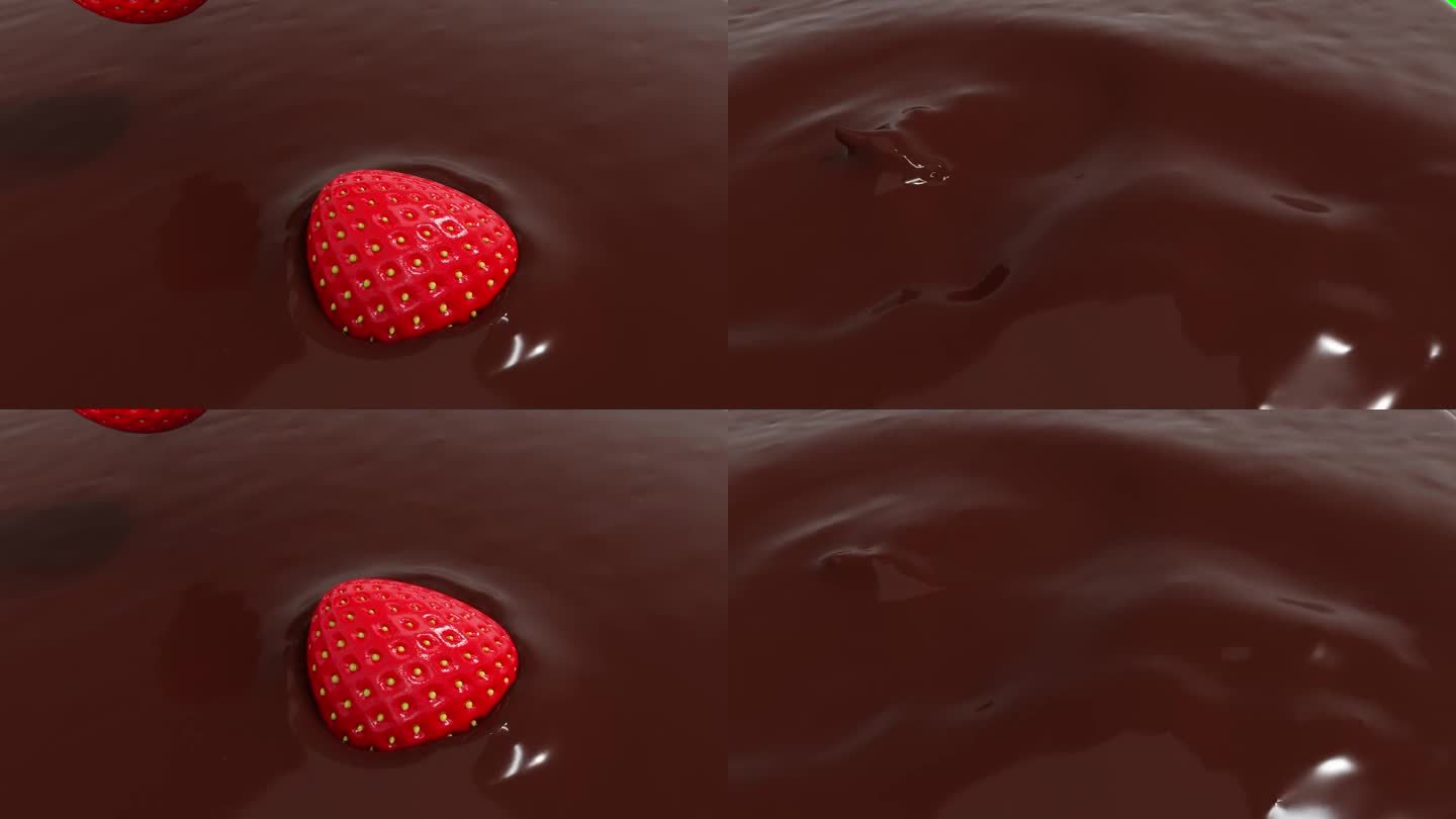 草莓落巧克力，3D动画
