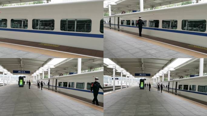 高铁动车经停重庆北站上下客实拍