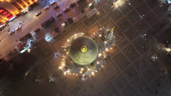 航拍索菲亚大教堂夜景(4K)