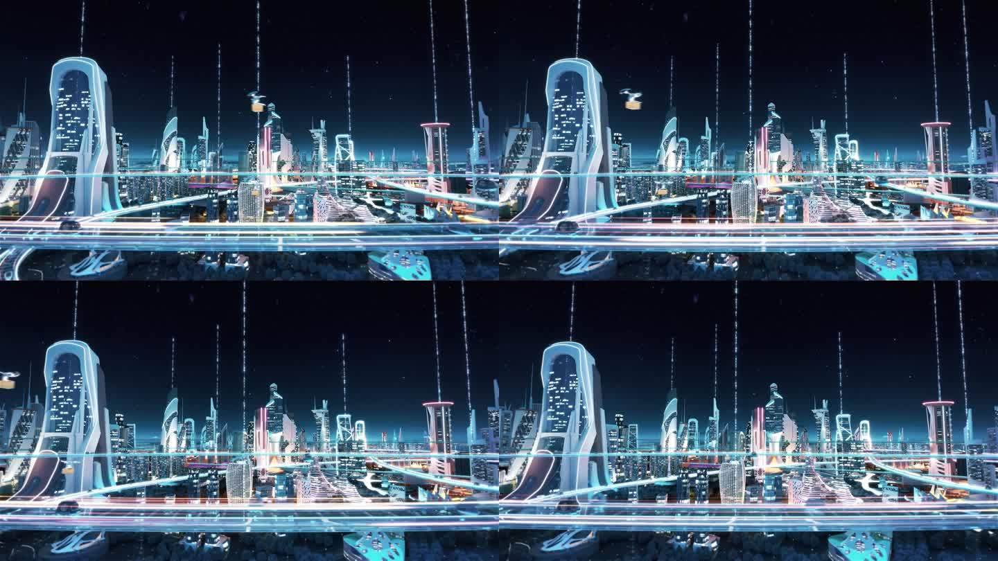 科幻未来城市元宇宙夜景