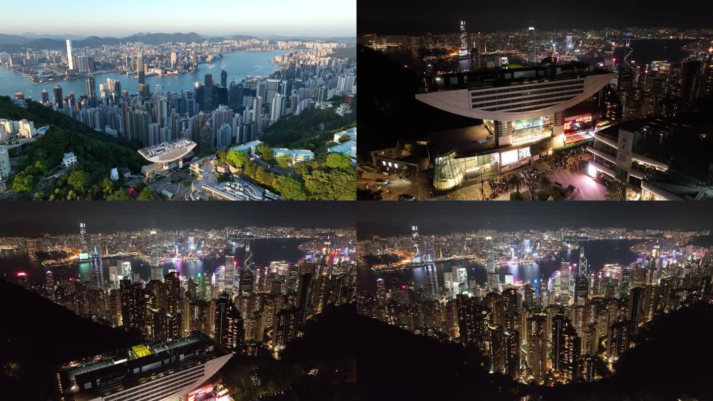 香港太平山顶城市风光素材