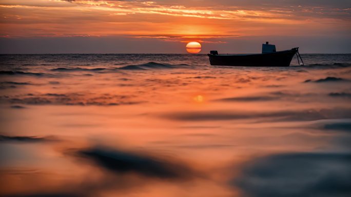 夕阳之歌：一叶扁舟在暮色中的诗意旅程