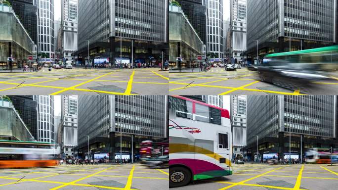 4K延时拍摄香港商业区高层建筑。