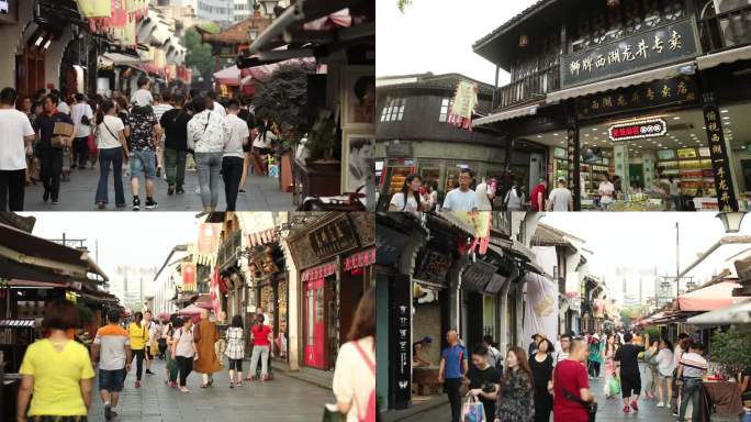 浙江 杭州 河坊街 街边店铺 来往的人群