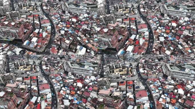 无人机俯拍福建省厦门市老城区街道交通