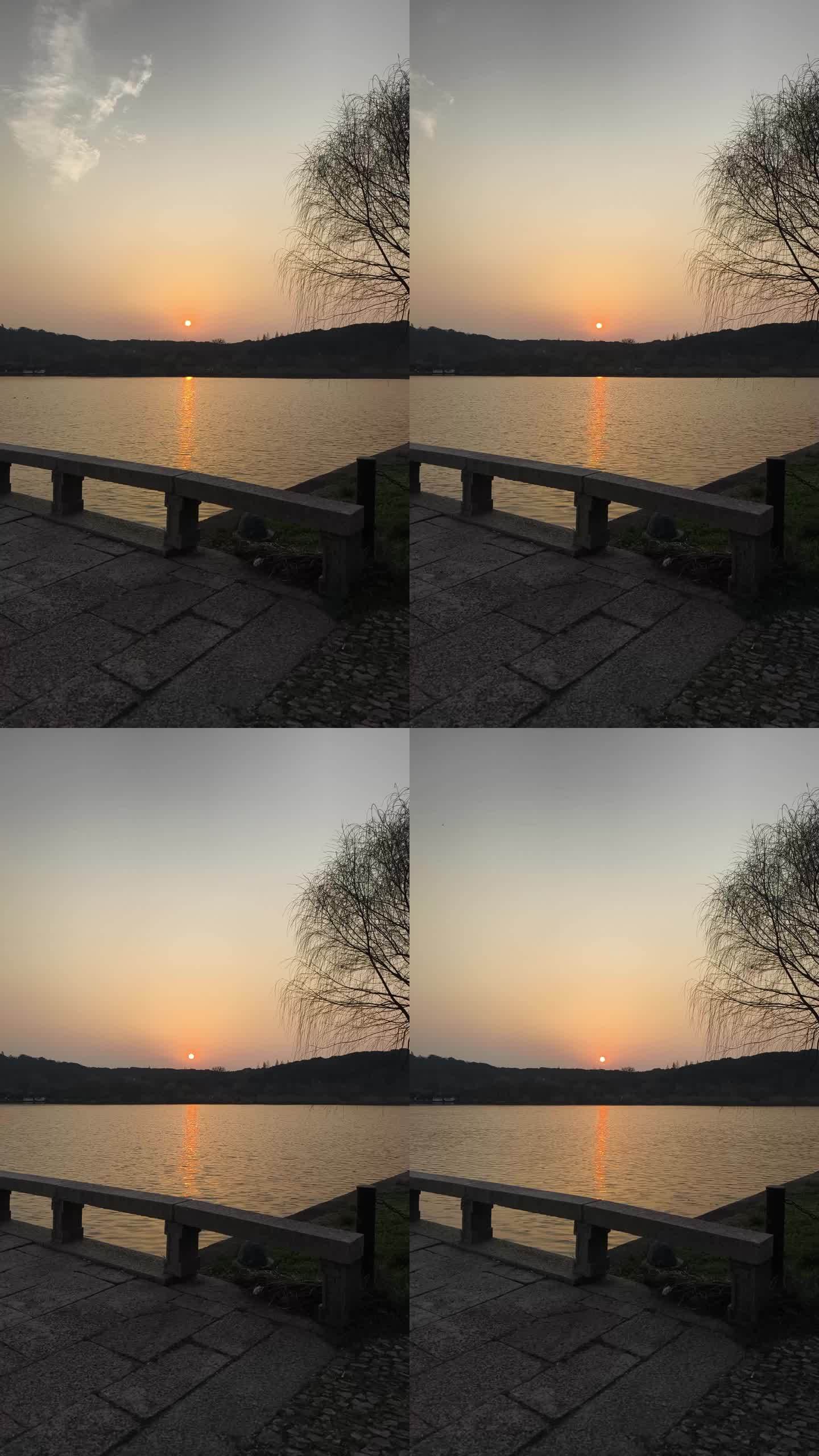 湖边夕阳延时拍摄 岁月静好