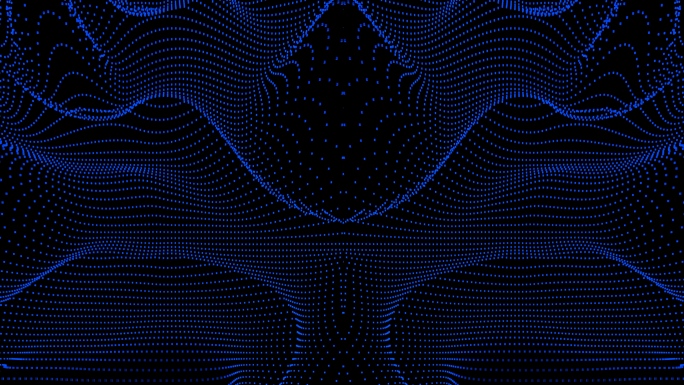 【4K时尚背景】蓝色粒子虚拟曲线暗光科技