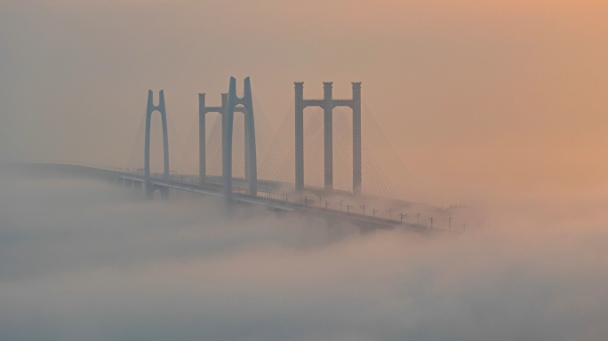 福建泉州湾跨海大桥平流雾延时摄影【4K】