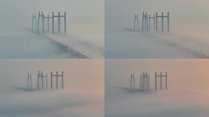 福建泉州湾跨海大桥平流雾延时摄影【4K】
