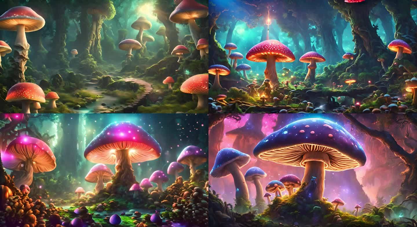科幻超大蘑菇自然风景